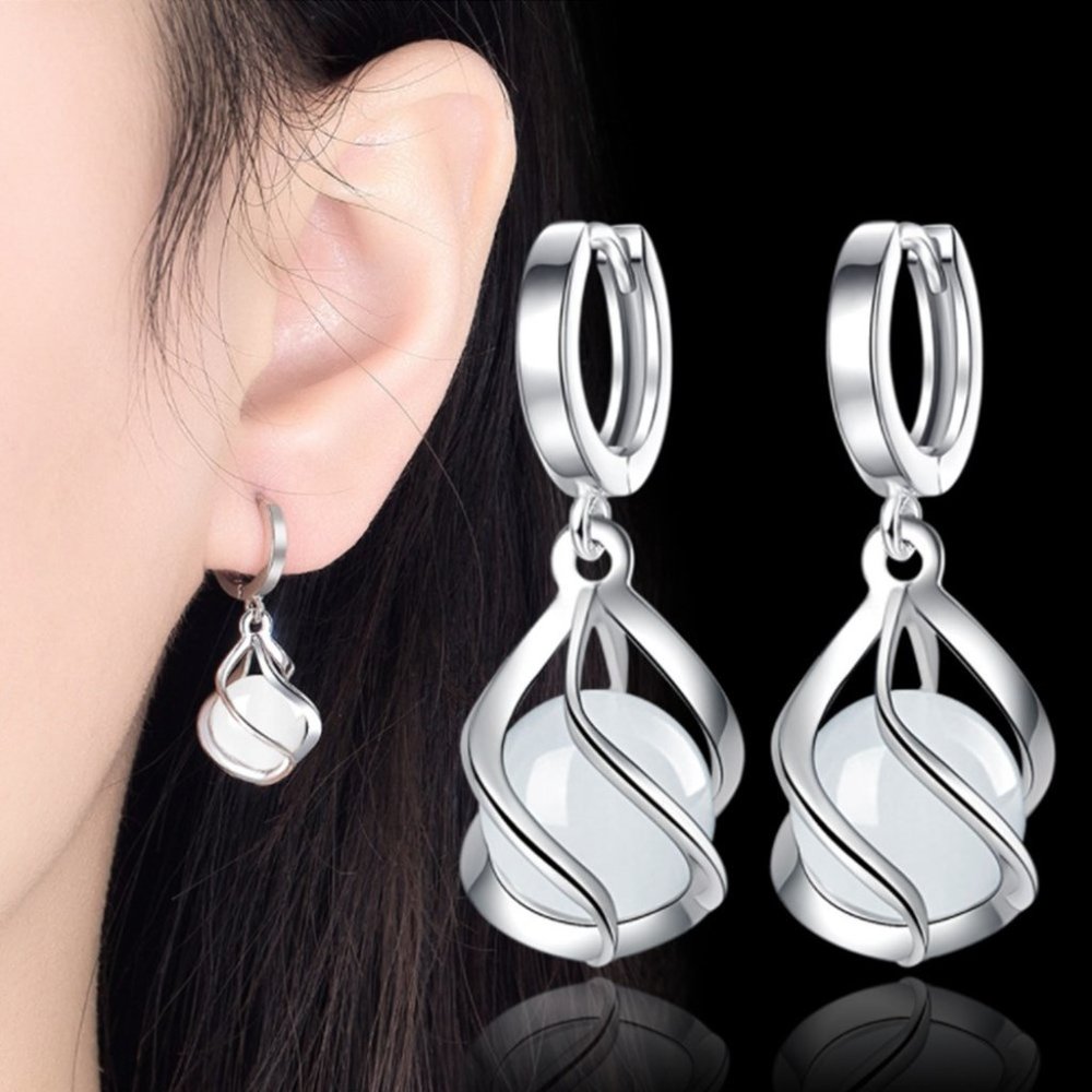 925 Sterling Silver Agate Simple Hollow Long Tassel Earrings for Woman, K293